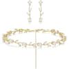 image:imageBriLove Wedding Jewelry Set for Women CZ Teardrop Flower Leaf Filigree Necklace Earrings Party Prom AccessoriesMarquise GoldTone