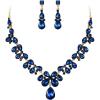 image:imageBriLove Womens Wedding Bridal Crystal Teardrop Cluster Statement Necklace Dangle Earrings Set06Navy Blue GoldTone
