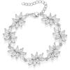image:imageBriLove Womens Wedding Link Bracelet Shiny Gorgeous Cubic Zirconia Marquise Cluster Bracelets for Bridal Party Prom AccessoriesClear SilverTone