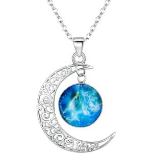 image:imageBriLove Gifts for Mom Women 925 Sterling Silver Horoscope Zodiac 12 Constellation Astrology Galaxy amp Crescent Moon Glass Bead Pendant Necklace for BirthdayChristmasAnniversaryLeo Jul 23  Aug 22