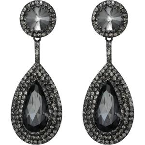 image:imageBriLove Gorgeous Wedding Rhinestones Teardrop Chandelier Long Dangle Earrings for Bridal Party Prom Jewelry AccessoriesGrey BlackTone
