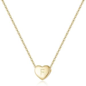 image:imageBriLove Personalized 925 Sterling Silver Dainty Small Tiny Initial Heart Pendant Choker Necklace Gift for Women Mothers DayValentines DayBirthdayChristmasAnniversary 14K GoldTonedF