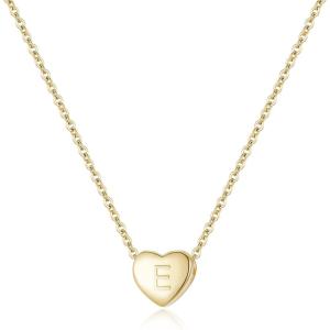image:imageBriLove Personalized 925 Sterling Silver Dainty Small Tiny Initial Heart Pendant Choker Necklace Gift for Women Mothers DayValentines DayBirthdayChristmasAnniversary 14K GoldTonedE