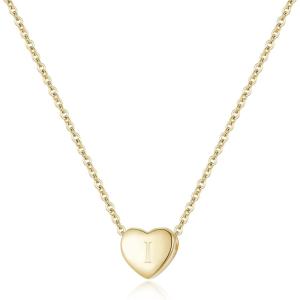 image:imageBriLove Personalized 925 Sterling Silver Dainty Small Tiny Initial Heart Pendant Choker Necklace Gift for Women Mothers DayValentines DayBirthdayChristmasAnniversary 14K GoldTonedI
