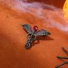 image:imageBriLove Halloween Costume Crystal Medical Symbol Angle Swing Caduceus Brooch Pin for Women Cosplay PartyRuby Color BlackTone