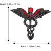 image:imageBriLove Halloween Costume Crystal Medical Symbol Angle Swing Caduceus Brooch Pin for Women Cosplay PartyRuby Color BlackTone