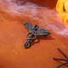 image:imageBriLove Halloween Costume Crystal Medical Symbol Angle Swing Caduceus Brooch Pin for Women Cosplay PartySapphire Color BlackTone