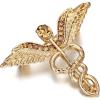 image:imageBriLove Halloween Costume Crystal Medical Symbol Angle Swing Caduceus Brooch Pin for Women Cosplay PartyChampagne GoldTone