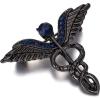 image:imageBriLove Halloween Costume Crystal Medical Symbol Angle Swing Caduceus Brooch Pin for Women Cosplay PartySapphire Color BlackTone