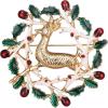 image:imageBrilove Merry Christmas Deer Brooch Xmas Rhinestone Enamel Wreath Pin Costume Gift for Women Grils Holiday Clear GoldTone
