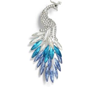 image:imageBriLove Stunning Rhinestone Peacock Brooch Pin for Women Fashion Exquisite Exaggerated Brooches for Dress Accessories Jewelry GiftBlue