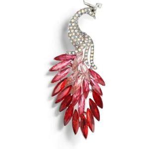 image:imageBriLove Stunning Rhinestone Peacock Brooch Pin for Women Fashion Exquisite Exaggerated Brooches for Dress Accessories Jewelry GiftPink