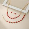 image:imageBriLove Cute Funny Small Strawberry Jewelry for WomenEnamel Necklace Earrings Bracelet Set Charm Fruit Jewellery for Summer Beach Holiday Costume Party Accessories Ruby Color GoldTone