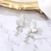 image:imageBriLove Elegant Shiny Cubic Zirconia Butterfly Dangle Earrings for Wedding Party Prom Daily Wear Trendy Jewelry AccessoryClear SilverTone