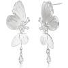 image:imageBriLove Elegant Shiny Cubic Zirconia Butterfly Dangle Earrings for Wedding Party Prom Daily Wear Trendy Jewelry AccessoryClear SilverTone