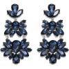 image:imageBriLove Gorgeous Shiny Rhinestones Teardrop Chandelier Long Dangle Earrings for Wedding Bridal Party Prom Jewelry AccessoriesSapphire Color SilverTone