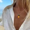 image:imageBriLove Fashion Funny Pineapple Fruit Pendant Necklace for WomenEnamel Trendy Choker Jewelry Gift Christmas Birthday Daily WearYellow GoldTone