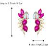 image:imageBriLove Gorgeous Stunning Rhinestone Teardrop Marqusie Leaf Dangle Drop Earrings for Women Bride Wedding Party PromHot Pink GoldTone