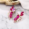 image:imageBriLove Gorgeous Stunning Rhinestone Teardrop Marqusie Leaf Dangle Drop Earrings for Women Bride Wedding Party PromHot Pink GoldTone