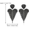 image:imageBriLove Tassel Heart Earrings Dangling Prom Jewelry for WomenFashion Long Chandelier Sparkle Crystal Rhinestone Dangle Drop Earring Wedding PartyBlack BlackTone
