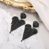 image:imageBriLove Tassel Heart Earrings Dangling Prom Jewelry for WomenFashion Long Chandelier Sparkle Crystal Rhinestone Dangle Drop Earring Wedding PartyBlack BlackTone