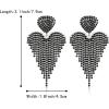image:imageBriLove Tassel Heart Earrings Dangling Prom Jewelry for WomenFashion Long Chandelier Sparkle Crystal Rhinestone Dangle Drop Earring Wedding PartyBlack SilverTone
