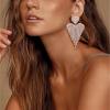 image:imageBriLove Tassel Heart Earrings Dangling Prom Jewelry for WomenFashion Long Chandelier Sparkle Crystal Rhinestone Dangle Drop Earring Wedding PartyClear RoseGoldTone