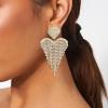 image:imageBriLove Tassel Heart Earrings Dangling Prom Jewelry for WomenFashion Long Chandelier Sparkle Crystal Rhinestone Dangle Drop Earring Wedding PartyClear GoldTone