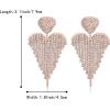 image:imageBriLove Tassel Heart Earrings Dangling Prom Jewelry for WomenFashion Long Chandelier Sparkle Crystal Rhinestone Dangle Drop Earring Wedding PartyClear RoseGoldTone