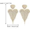 image:imageBriLove Tassel Heart Earrings Dangling Prom Jewelry for WomenFashion Long Chandelier Sparkle Crystal Rhinestone Dangle Drop Earring Wedding PartyClear GoldTone