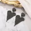 image:imageBriLove Tassel Heart Earrings Dangling Prom Jewelry for WomenFashion Long Chandelier Sparkle Crystal Rhinestone Dangle Drop Earring Wedding PartyGrey BlackTone