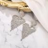 image:imageBriLove Tassel Heart Earrings Dangling Prom Jewelry for WomenFashion Long Chandelier Sparkle Crystal Rhinestone Dangle Drop Earring Wedding PartyIridescent AB SilverTone