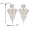image:imageBriLove Tassel Heart Earrings Dangling Prom Jewelry for WomenFashion Long Chandelier Sparkle Crystal Rhinestone Dangle Drop Earring Wedding PartyIridescent AB SilverTone