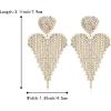 image:imageBriLove Tassel Heart Earrings Dangling Prom Jewelry for WomenFashion Long Chandelier Sparkle Crystal Rhinestone Dangle Drop Earring Wedding PartyIridescent AB GoldTone
