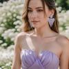 image:imageBriLove Tassel Heart Earrings Dangling Prom Jewelry for WomenFashion Long Chandelier Sparkle Crystal Rhinestone Dangle Drop Earring Wedding PartyLight Purple SilverTone