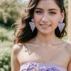 image:imageBriLove Tassel Heart Earrings Dangling Prom Jewelry for WomenFashion Long Chandelier Sparkle Crystal Rhinestone Dangle Drop Earring Wedding PartyLight Purple SilverTone