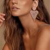image:imageBriLove Tassel Heart Earrings Dangling Prom Jewelry for WomenFashion Long Chandelier Sparkle Crystal Rhinestone Dangle Drop Earring Wedding PartyPeach RoseGoldTone