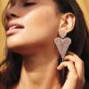 image:imageBriLove Tassel Heart Earrings Dangling Prom Jewelry for WomenFashion Long Chandelier Sparkle Crystal Rhinestone Dangle Drop Earring Wedding PartyPeach RoseGoldTone