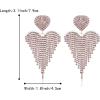 image:imageBriLove Tassel Heart Earrings Dangling Prom Jewelry for WomenFashion Long Chandelier Sparkle Crystal Rhinestone Dangle Drop Earring Wedding PartyPurple SilverTone