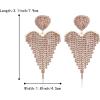 image:imageBriLove Tassel Heart Earrings Dangling Prom Jewelry for WomenFashion Long Chandelier Sparkle Crystal Rhinestone Dangle Drop Earring Wedding PartyPurple GoldTone