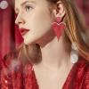 image:imageBriLove Tassel Heart Earrings Dangling Prom Jewelry for WomenFashion Long Chandelier Sparkle Crystal Rhinestone Dangle Drop Earring Wedding PartyRuby Color SilverTone