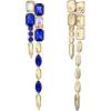 image:imageBriLove Womens Stunning Crystal Rhinestone Marquise Rectangle Emerald Cut Geometric Long Chandelier Drop Statement Earrings for Women Party Prom Jewelry AccessoriesBlue GoldTone