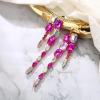image:imageBriLove Womens Stunning Crystal Rhinestone Marquise Rectangle Emerald Cut Geometric Long Chandelier Drop Statement Earrings for Women Party Prom Jewelry AccessoriesHot Pink GoldTone
