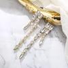 image:imageBriLove Womens Stunning Crystal Rhinestone Marquise Rectangle Emerald Cut Geometric Long Chandelier Drop Statement Earrings for Women Party Prom Jewelry AccessoriesClear GoldTone