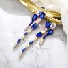 image:imageBriLove Womens Stunning Crystal Rhinestone Marquise Rectangle Emerald Cut Geometric Long Chandelier Drop Statement Earrings for Women Party Prom Jewelry AccessoriesBlue GoldTone