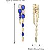 image:imageBriLove Womens Stunning Crystal Rhinestone Marquise Rectangle Emerald Cut Geometric Long Chandelier Drop Statement Earrings for Women Party Prom Jewelry AccessoriesBlue GoldTone