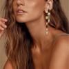 image:imageBriLove Womens Stunning Crystal Rhinestone Marquise Rectangle Emerald Cut Geometric Long Chandelier Drop Statement Earrings for Women Party Prom Jewelry AccessoriesChampagne Color GoldTone