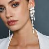 image:imageBriLove Womens Stunning Crystal Rhinestone Marquise Rectangle Emerald Cut Geometric Long Chandelier Drop Statement Earrings for Women Party Prom Jewelry AccessoriesClear GoldTone