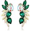 image:imageBriLove Gorgeous Stunning Rhinestone Teardrop Marqusie Leaf Dangle Drop Earrings for Women Bride Wedding Party PromEmerald Color GoldTone