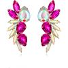 image:imageBriLove Gorgeous Stunning Rhinestone Teardrop Marqusie Leaf Dangle Drop Earrings for Women Bride Wedding Party PromHot Pink GoldTone
